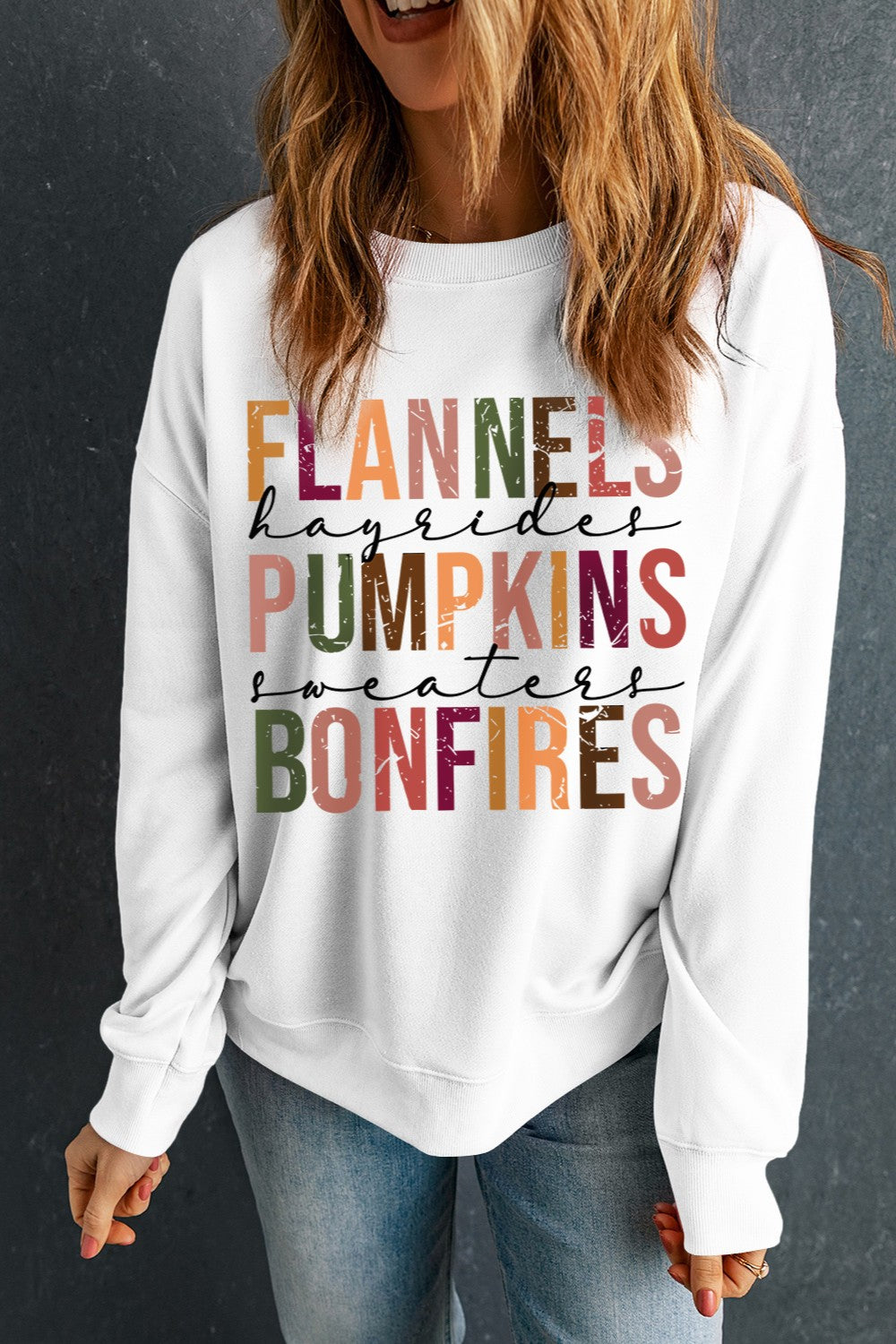 halloween Graphic Round Neck Long Sleeve Sweatshirt