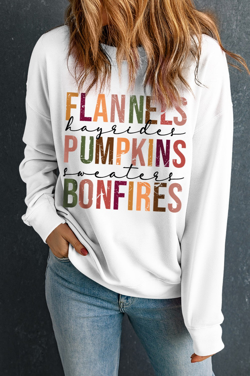 halloween Graphic Round Neck Long Sleeve Sweatshirt