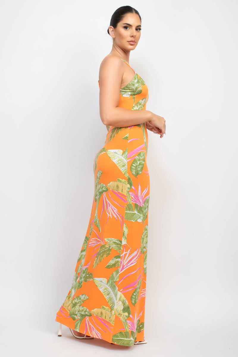 Scoop Tropical Print Maxi Dress