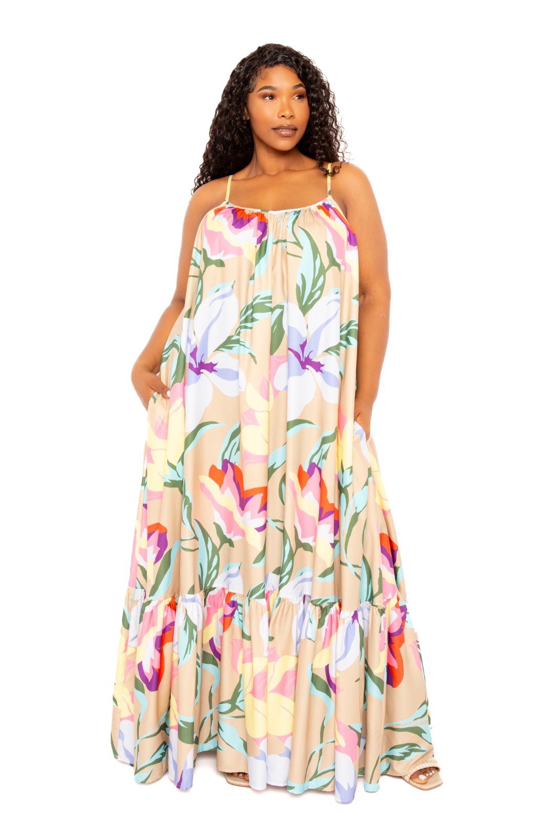 Printed Voluminous Maxi Dress